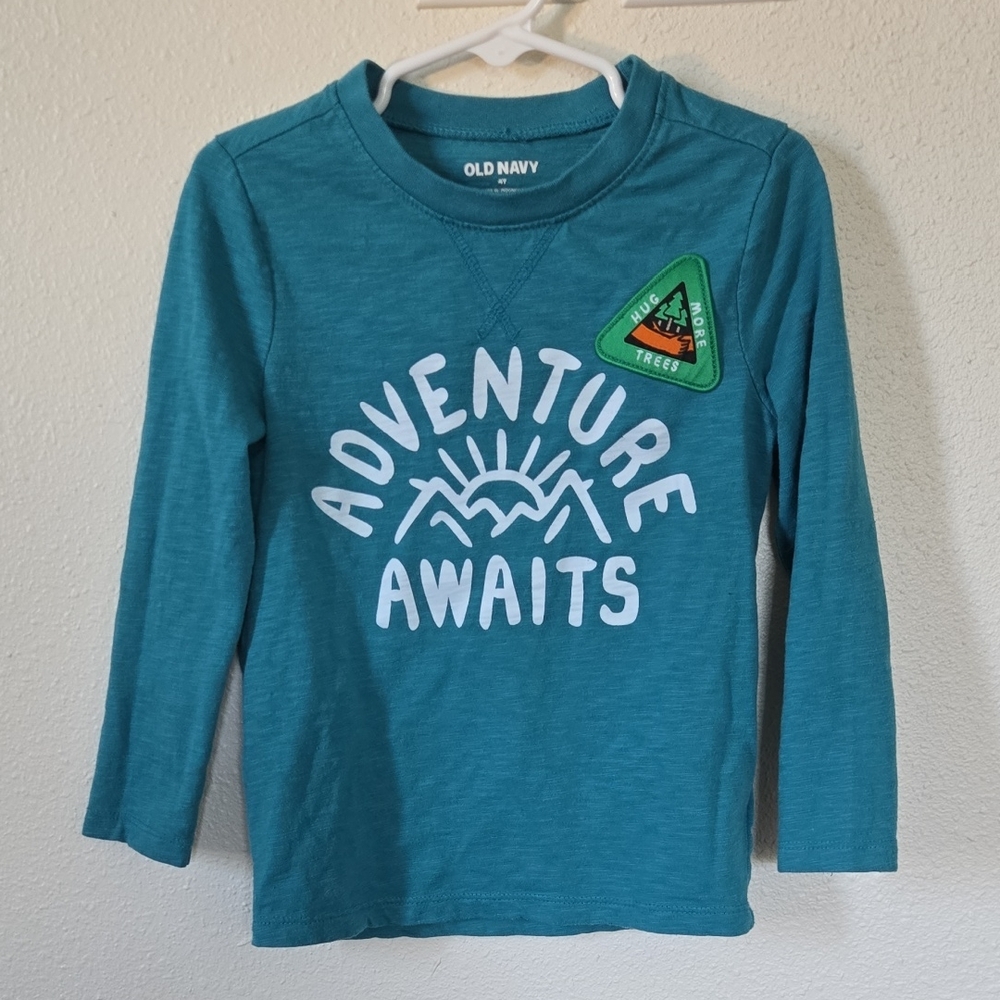 Old Navy Teal Adventure Awaits Long Sleeve Tee